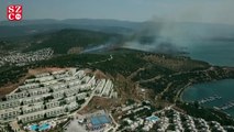 Milas'taki orman yangını havadan böyle görüntülendi