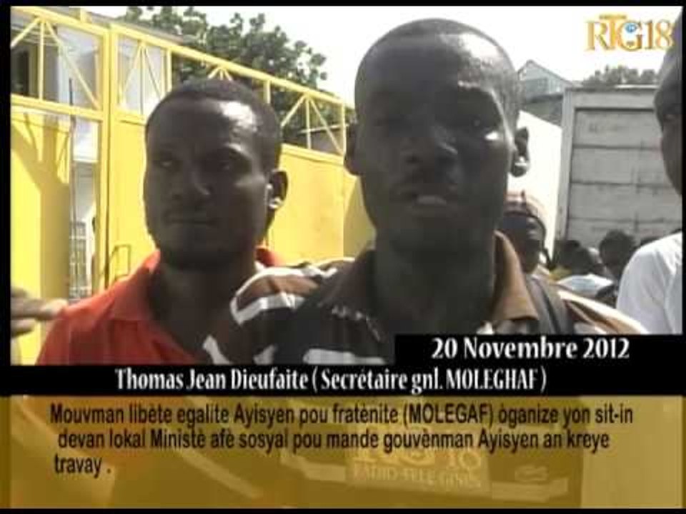 ( MOLEGHAF) òganize yon sitting devan lokal Ministè afè sosyal pou man gouvènman Ayisyen an krey