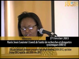 Bilan travay OPC reyalize soti 2009 rive 2012.
