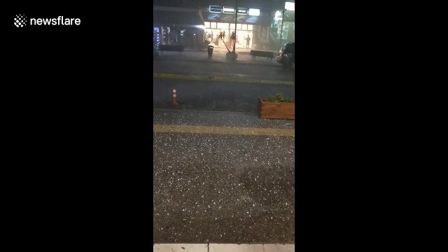 Severe hailstorms batter streets in northern Greece seeing trees topple onto cars