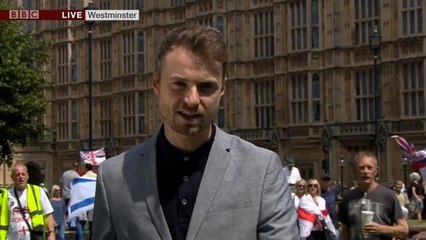 Tommy Robinson supports disrupt BBC News broadcast