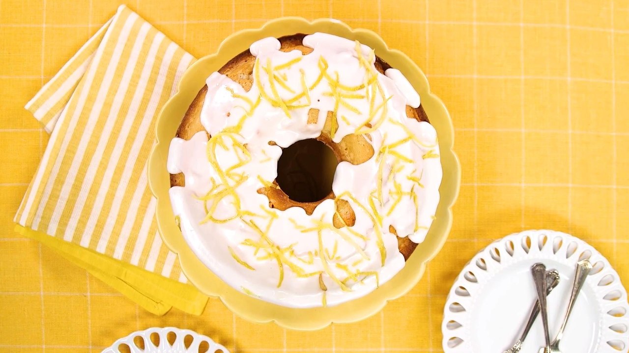 Lemon-Vanilla Pound Cake with Lavender Glaze