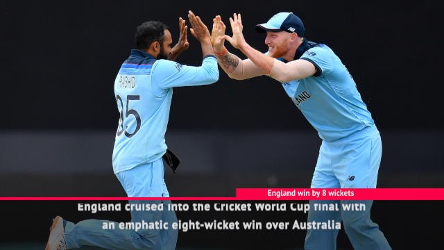 Fast Match Report - England thrash Australia to reach final