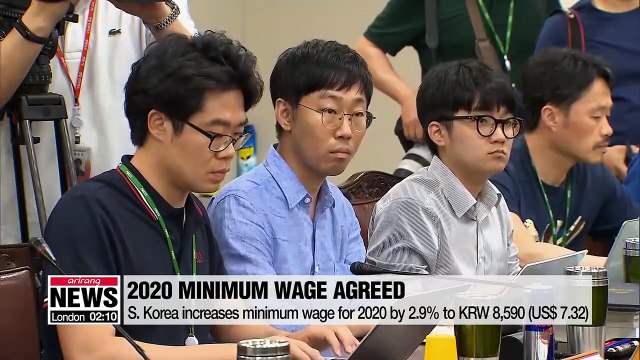 S. Korea increases minimum wage for 2020 by 2.9% to KRW 8,590