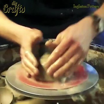 Throwing A Ceramic Clay Pottery Apple On The Wheel