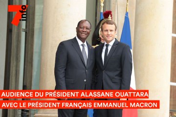 Audience du Président Alassane Ouattara avec le Président Français Emmanuel Macron Paris - Palais de l’Elysee