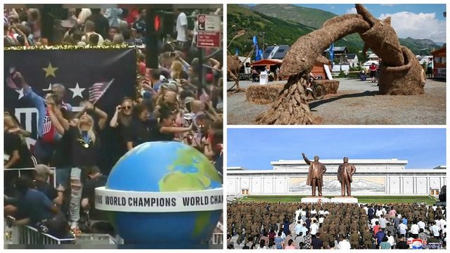 ویدئوهای بدون شرح هفته؛ از جشن تیم زنان آمریکا تا یادبود پدربزرگ کیم جونگ اون