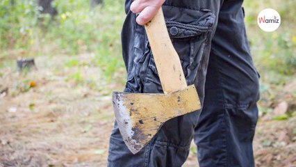 Il donne une croquette à un chien. Quelques minutes plus tard, il sort une hache !