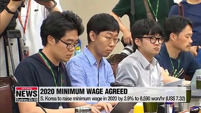 S. Korea increases minimum wage for 2020 by 2.9% to KRW 8,590