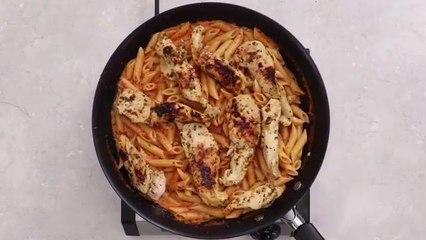 How to Make Garlic Pesto Chicken with Tomato Cream Penne