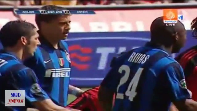 الشوط الاول مباراة انتر ميلان و ميلان 2-1 الدوري الايطالي 2007/2008