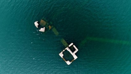 Su seviyesi yükseldi,batık şehrin surları su altında kaldı