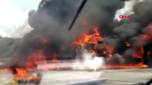 YAVUZ SULTAN SELİM KÖPRÜSÜ YOLUNDA KATI ATIK TANTERİ ALEV ALEV YANDI 1