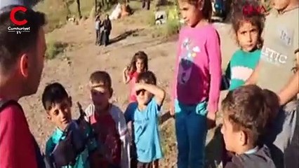 İlk kez drone görünce şaşkınlıklarını gizleyemediler