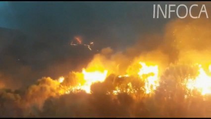 Continúan las labores de extinción del incendio de Terque (Almería).