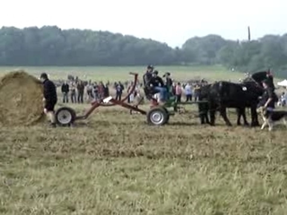 Chargement d'une balle ronde sur le porte-balle-ronde-rouge