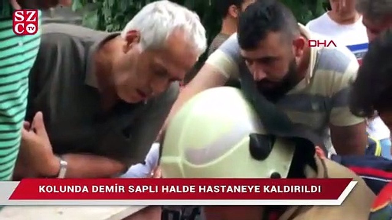 Kağıthane’de koluna demir saplanan çocuk itfaiye ekiplerince kurtarıldı