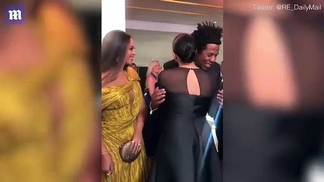 Meghan Markle hugs Beyonce at The Lion King European premiere