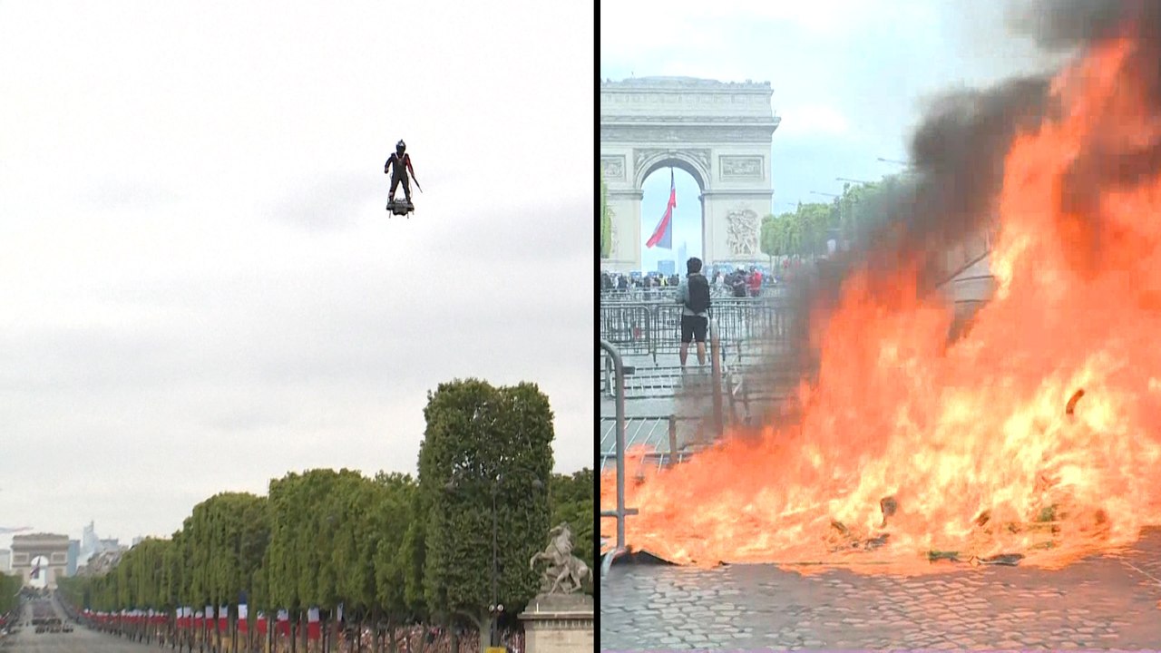 Nationalfeiertag in Paris: Parade, Proteste und Flyboard