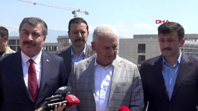 İZMİR BAKAN KOCA VE BİNALİ YILDIRIM ŞEHİR HASTANESİNİN İNŞAATINDA İNCELEMELERDE BULUNDU - 2