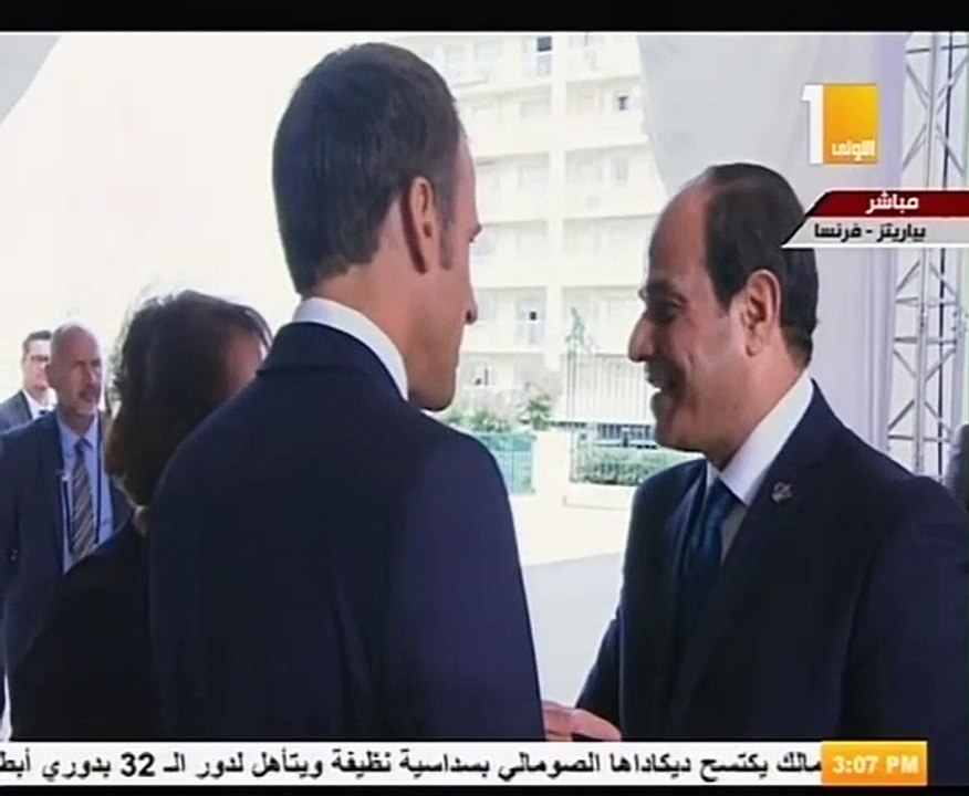 لحظة وصول الرئيس السيسى مقر انعقاد جلسة الشراكة مع افريقيا فى فرنسا