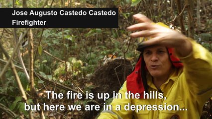 Firefighters combat wildfires still active in the Bolivian rainforest