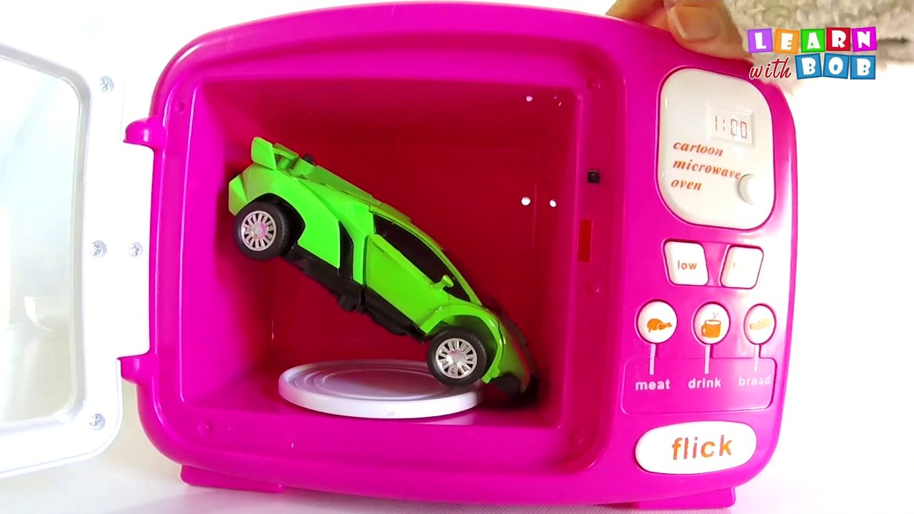Learn Colors colorful candies, toy microwave, washing machine and blender-colored balls and car