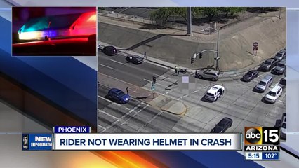 Motorcycle rider not wearing helmet in crash