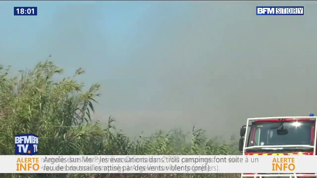 Argelès-sur-Mer: au moins 2700 personnes évacuées à cause d'un violent incendie