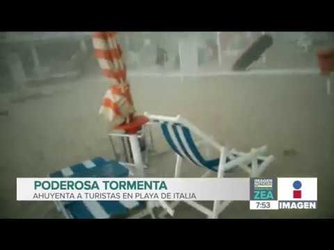 Aterradora tormenta sorprende a turistas en playa de Italia | Noticias con Francisco Zea