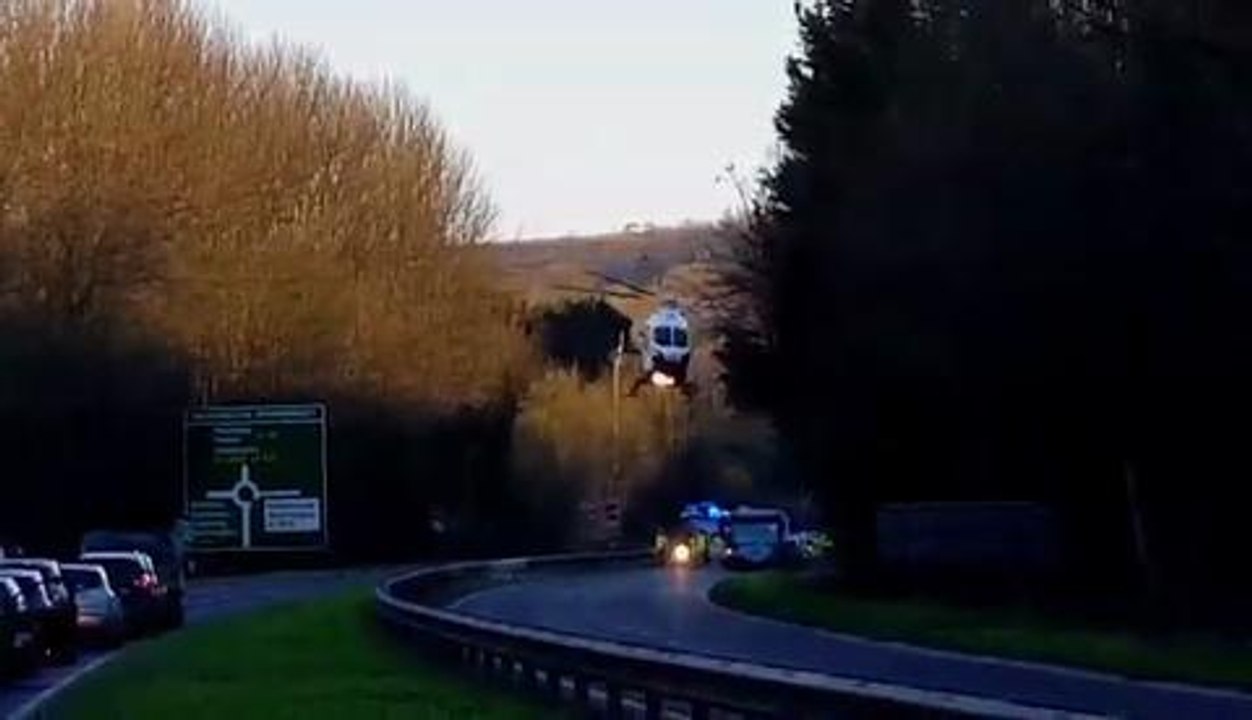 Bus and van crash on A24