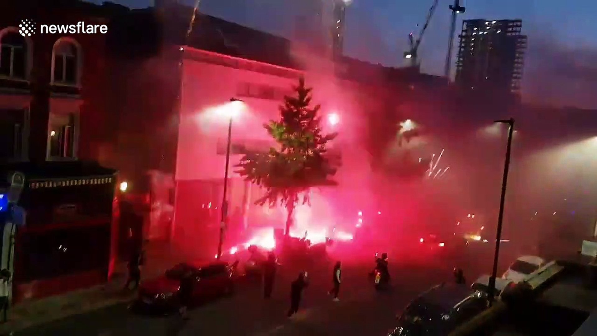 Algerian football fans in London celebrate African Cup of Nations victory