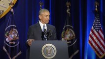 Obama bids tearful farewell