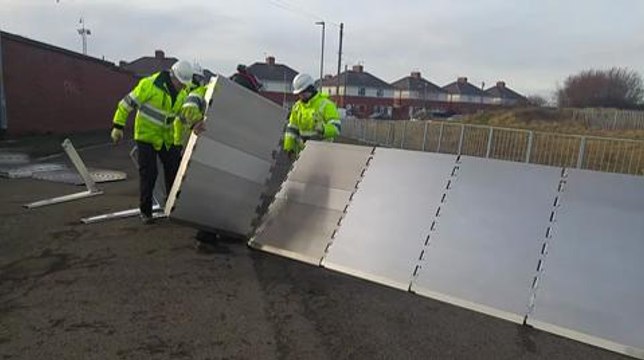 Flood Barriers Erected