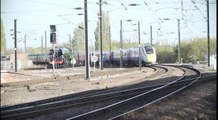 Four trains on East Coast Main Line