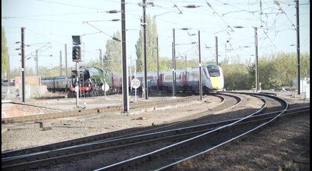 Four trains on East Coast Main Line
