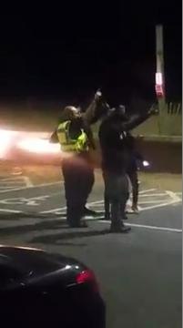 Police officers dancing