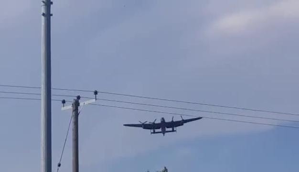 Lancaster Bomber flies over Doncaster