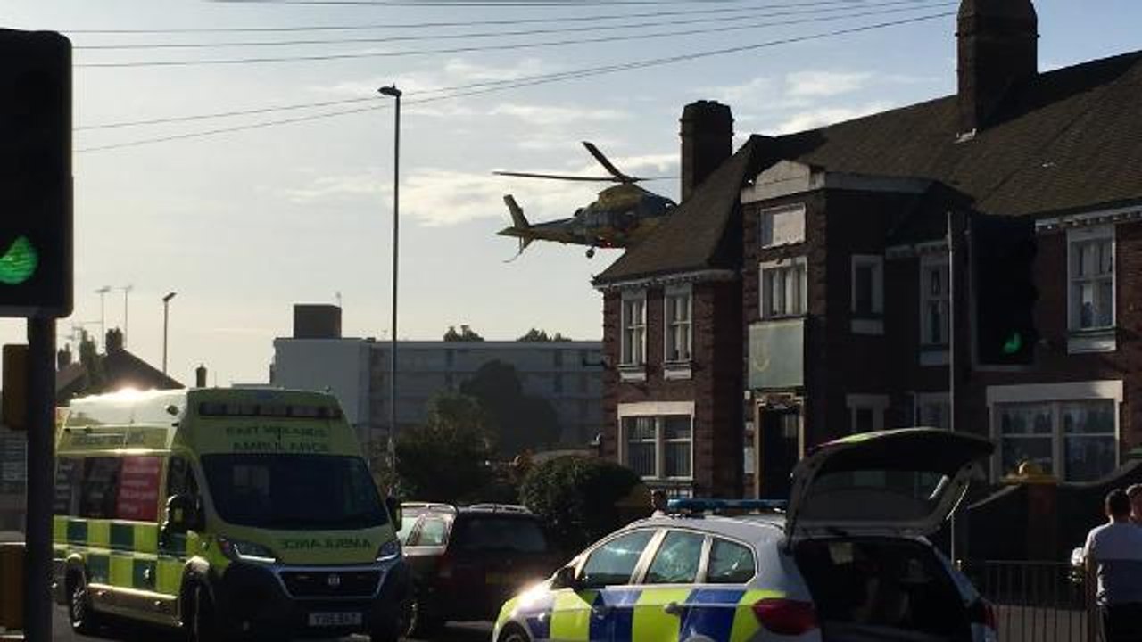 The air ambulance lands in St James