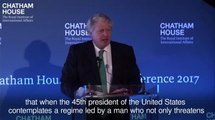 Boris Johnson backs Donald Trump on North Korea