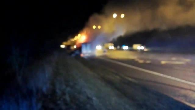 Lorry fire on A1M at Peterborough