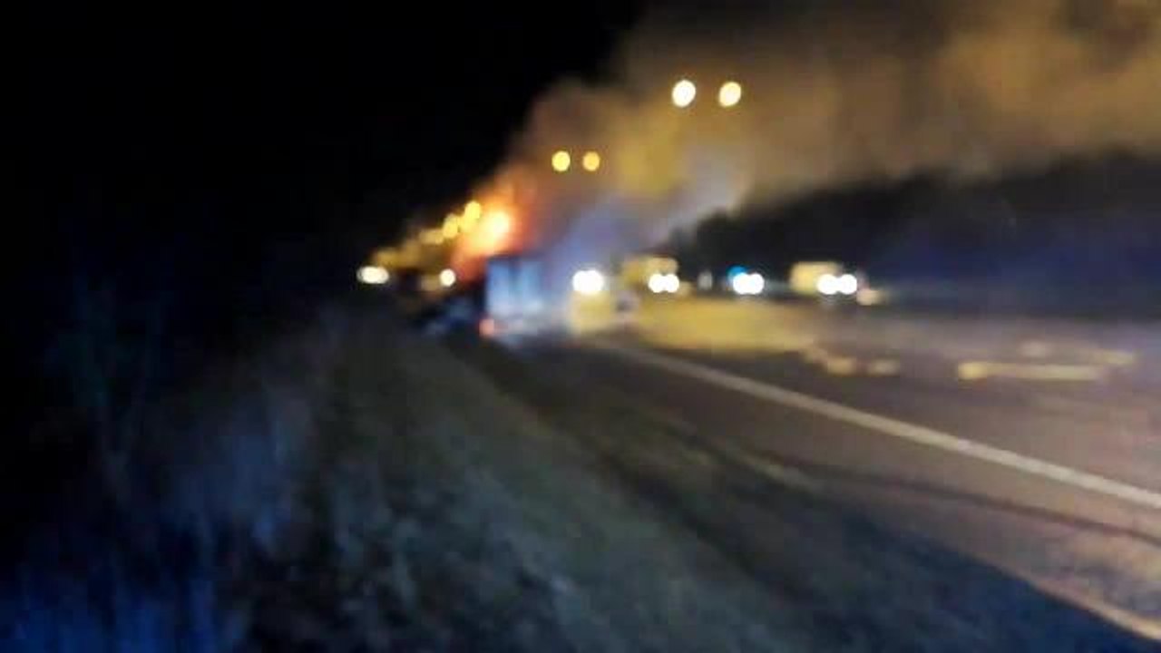 Lorry fire on A1M at Peterborough