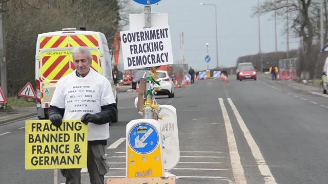 Reclaim the Power's Jig at the Rig protest at Preston New Road near Blackpool