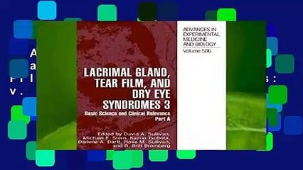 Any Format For Kindle  Lacrimal Gland, Tear Film and Dry Eye Syndromes: v. 3 (Advances in