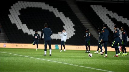 Neymar trains for Brazil at Stadium MK