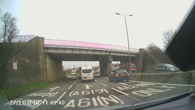 Near miss on Horns Bridge roundabout Chesterfield