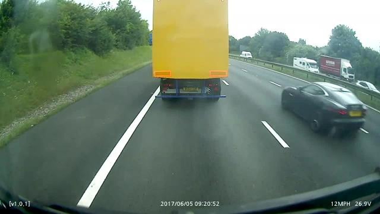 Shocking footage of the collision taken from the HGV infront of Michael James' Audi Q3