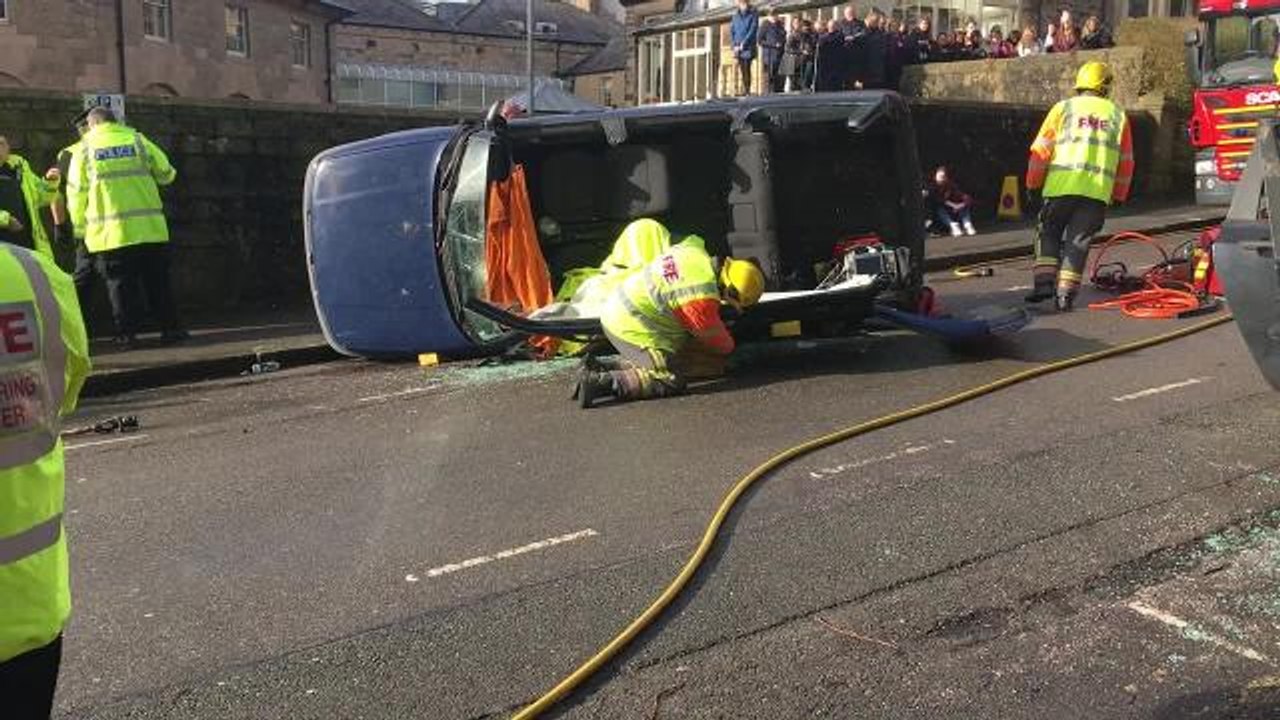 Mock road traffic collision at Buxton and Leek College