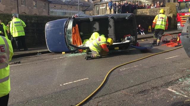 Mock road traffic collision at Buxton and Leek College