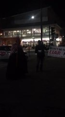Protesters outside the Waterside ahead of last night's Question Time